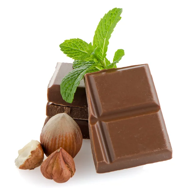 Chocolade bar met hazelnoten — Stockfoto