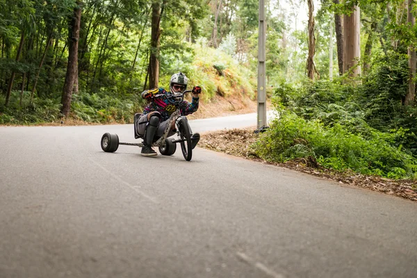 Drift fiets rider tijdens de 2de Newtons kracht festival 2014 — Stockfoto
