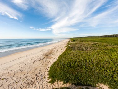 Maceda, Ovar 'daki Sao Geraldo plajının manzarası - Portekiz.