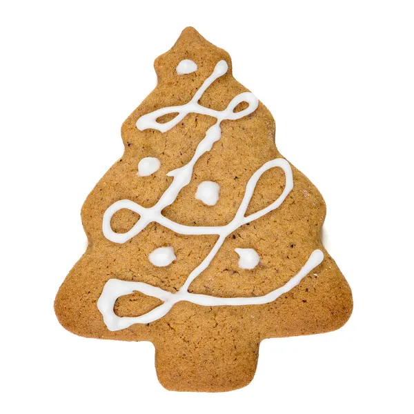 Gingerbread Tree Isolated White Background Christmas Cookie — Stock Photo, Image