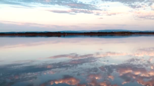 Clouds Reflection Calm Water Surface Beautiful View Ria Aveiro Portugal — Stock Video