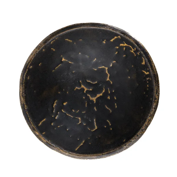 Black Ceramic Bowl White Reflective Background — 图库照片