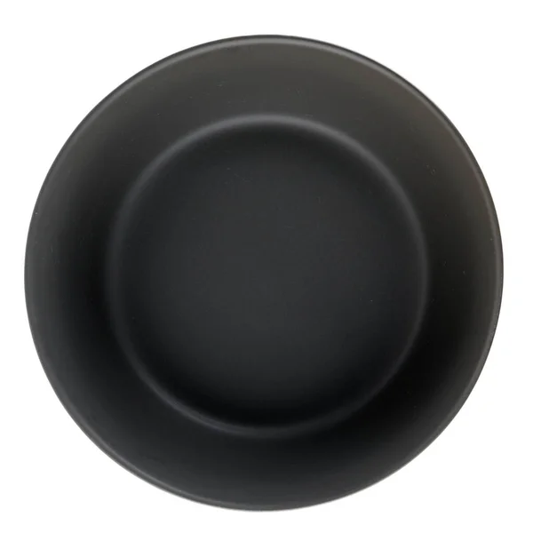 Black Ceramic Bowl White Reflective Background — Fotografia de Stock