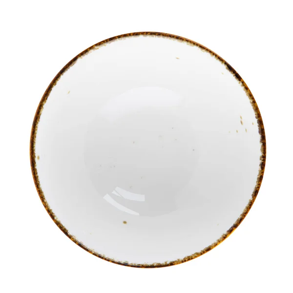 White Ceramic Bowl White Reflective Background — 图库照片