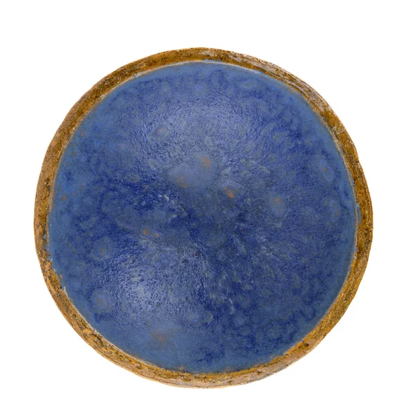 Blue Ceramic Bowl White Reflective Background — Fotografia de Stock