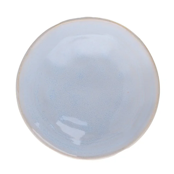 白い反射性の背景に青色のセラミックボウル — ストック写真