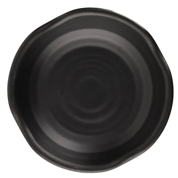 Black Ceramic Bowl White Reflective Background — Fotografia de Stock