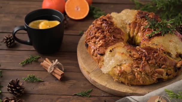 Bolo Rainha Queen Cake Hecho Para Navidad Carnavale Mardi Gras — Vídeo de stock