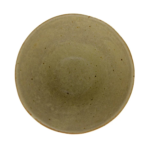 绿色陶瓷碗白色反光背景 — 图库照片