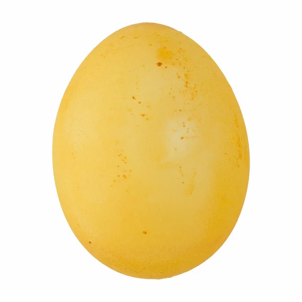 Huevo Pintado Amarillo Aislado Sobre Fondo Blanco — Foto de Stock