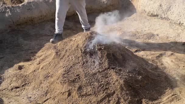 Amarante Portugal April Preparation Bonfire Cooking Process Black Clay Gondar — Stok video