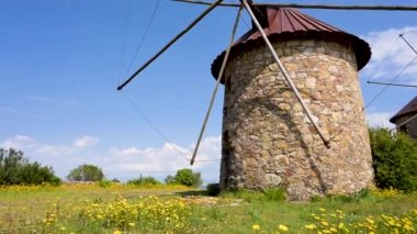 Stone windmills in Serra da Atalhada, Penacova, Coimbra, Portugal.