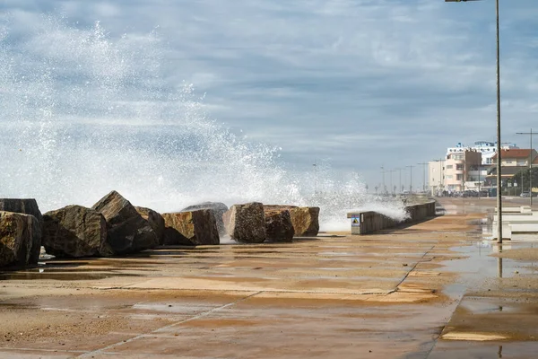 Ovar Portugal May 2022 Sea Climbs Furadouro Beachfront Ovar Advancement — Stockfoto