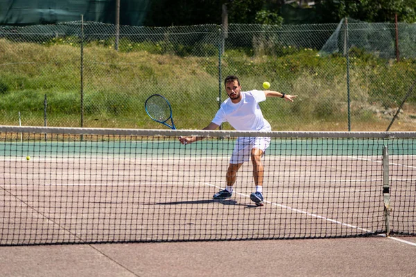 Tennis Player Performing Drop Shot Court — Stock Photo, Image
