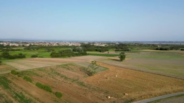 Murtosa, Aveiro, Portekiz de Aveiro Lagoon yakınındaki kırsal manzara havadan görünümü