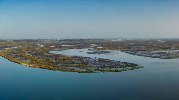 Vista Aérea Lagoa Aveiro Num Dia Ensolarado Perto Praia Bico — Fotografia de Stock