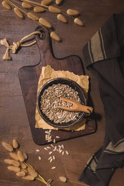 Sunflower Seeds Ceramic Bowl Rustic Kitchen Countertop — Photo