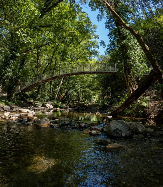 Vista Ponte Sobre Praia Fluvial Fragas Sao Simao Figueiro Dos — Fotografia de Stock