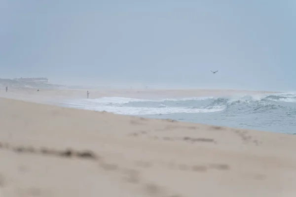 Pohled Moře Zamračeného Odpoledne Pláži Torreira Murtosa Portugalsko — Stock fotografie