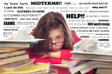 Stressed Teenager with Books