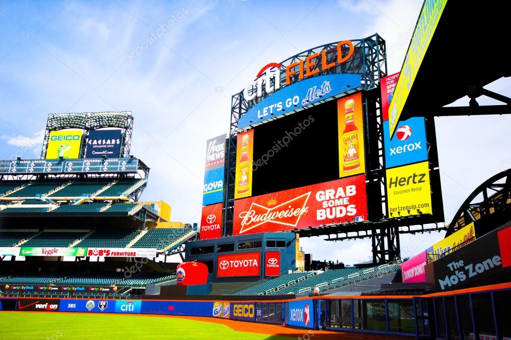 FLUSHING, NY - MAY 11: Scoreboard at Citi Field Ballpark in Flushing, NYC seen on May 11, 2012. This stadium is home to Major League Baseball team NY Mets and was opened in 2009.