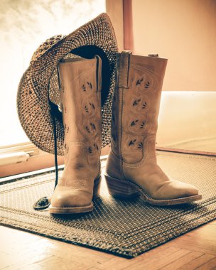 Country Western Boots and Hat clipart
