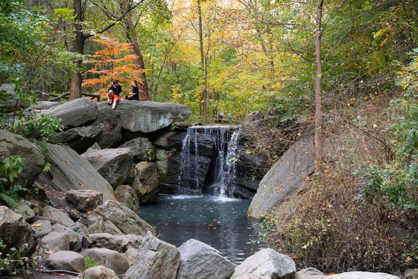 Nowy Jork Października 2021 Widok Central Parku North Woods Manhattanie — Zdjęcie stockowe