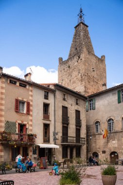 manzara Villefranche-de Conflent, Fransa Katalonya Bölgesi.