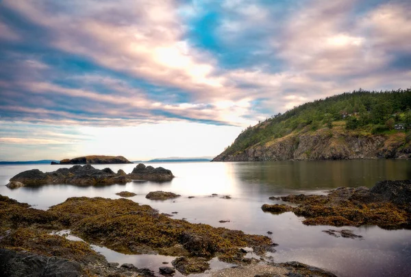 Frumos Seascape Răsăritul Soarelui Văzut Deception Pass Statul Washington Apă — Fotografie, imagine de stoc