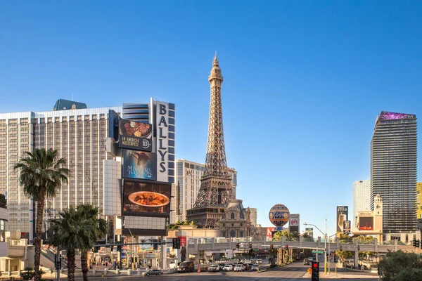 Las Vegas, Nevada - May 16, 2018: View of hotel resort casino's along Las Vegas Boulevard also known as the Vegas Trip on a sunny day.
