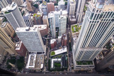 Chicago Illinois with modern buildings seen from above