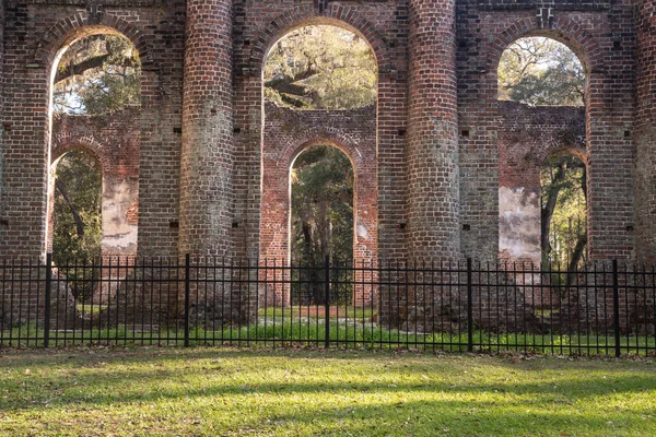 Old Sheldon Church Ruins Beaufort County Karolina Południowa — Zdjęcie stockowe