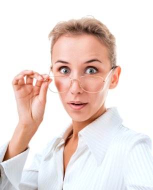 Portrait of a surprised woman with glasses clipart