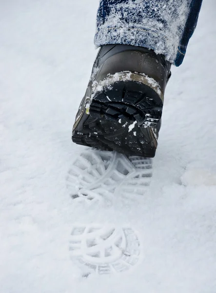 Footprint in the snow — Stock Photo, Image