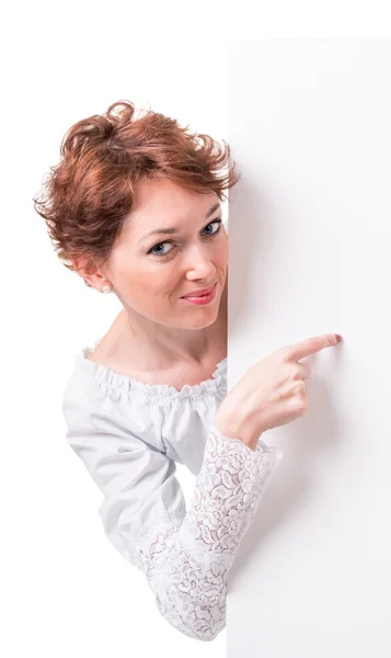 Woman with empty poster — Stock Photo, Image