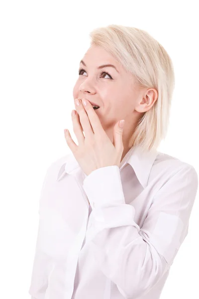 Portrait of a woman with a gesture — Stock Photo, Image