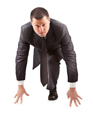 yarış için hazırlanan adam