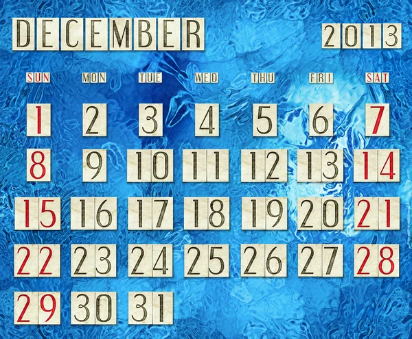 Diciembre 2013 - Calendario — Foto de Stock