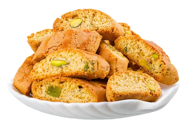 Tvrdé, suché sušenky s pistáciemi — Stock fotografie