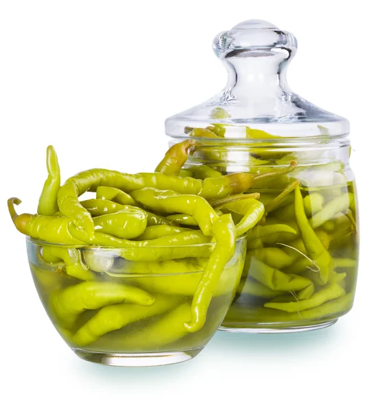 Suolakurkku mausteinen vihreä paprika — kuvapankkivalokuva