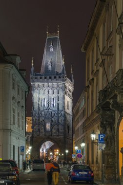 Tower(Gate) akşam, prague, Çek Cumhuriyeti toz. 