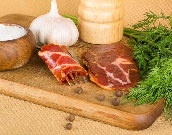 Bacon and spices — Stock Photo, Image