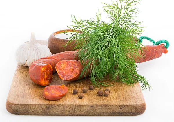 Chorizo sosis ile natürmort — Stok fotoğraf