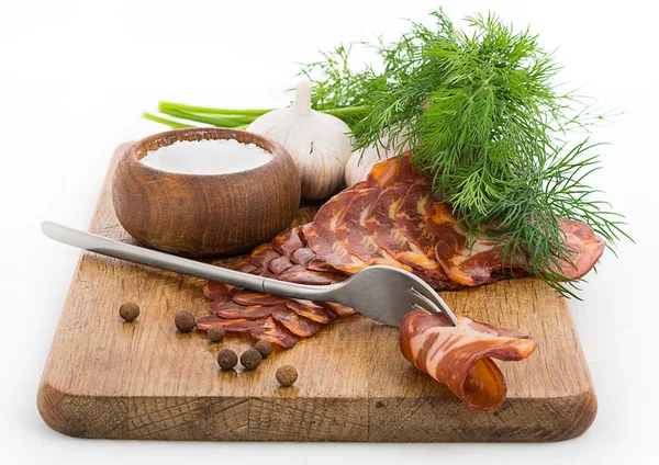 Rough simple still life with bacon — Stock Photo, Image