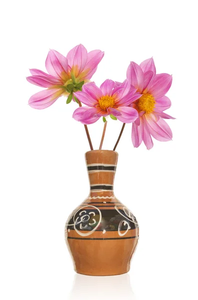 Die antike Vase und der Strauß rosa dekorative Blume — Stockfoto