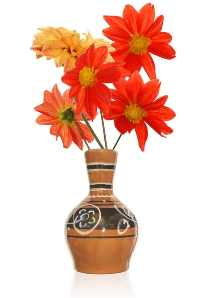 Den vintage antik vas och bukett dekorativ blomman — Stockfoto
