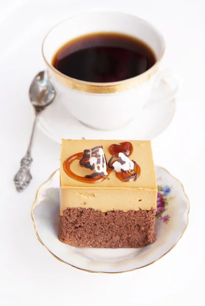 朝のコーヒーとビスケット フルーツ ケーキ — ストック写真