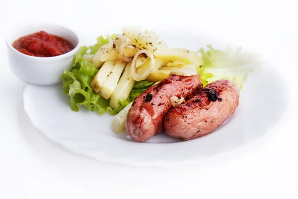 Appetizing fried sausages — Stock Photo, Image