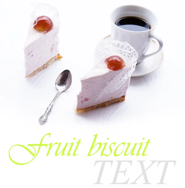 Fruit pastry biscuit and morning coffee — Stock Photo, Image