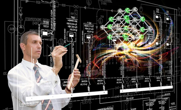 Scientific innovative research.Engineering designing — Stock Photo, Image